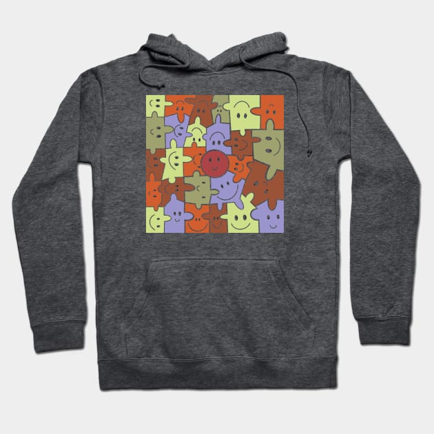 Colorful Happy Face Puzzle Pieces Hoodie by Suneldesigns